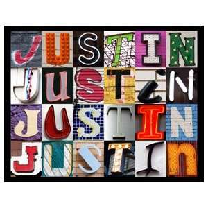  JUSTIN Personalized Name Poster Using Sign Letters (Large 
