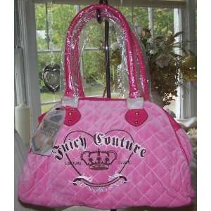  Juicy Couture Quilted Bag PINK VELOUR WITH PINK LEATHER 