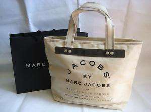 MARC JACOBS Natural Cream Canvas Tote Bag Handbag Small  