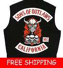 SONS OF OUTLAWS QUALITY BIKER VEST BY ANARCHY ALL SIZES