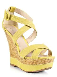 NEW QUPID Women Strappy Platform Color Wedge Heel Sandal Shoe sz 
