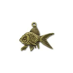  Antique Brass Plated Pewter Large Goldfish Charm Arts 