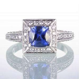 WHITE GOLD SAPPHIRE DIAMOND ENGAGEMENT SOLITAIRE RING  