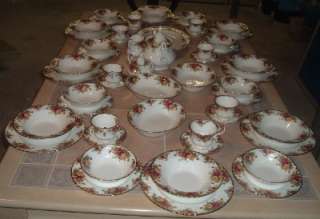 1962 Royal Albert Old Country Roses Bone China 57 Pc. 8 Place Settings 