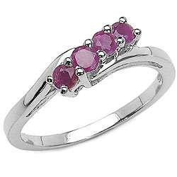 Sterling Silver Ruby Bypass style Ring (Size 7)  Overstock