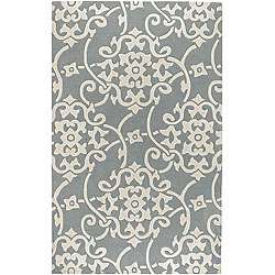 Hand tufted Grey Floral Rug (5 x 8)  Overstock