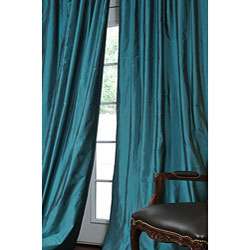 Faux Silk Signature Teal 96 inch Curtain Panel  