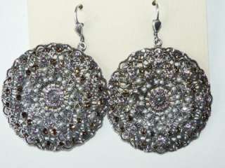 Catherine Popesco Filigree Vintage Rose Crystal earrings  