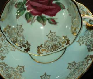 XXA124 Paragon SIGNED ROSE BLUE LIME Simply Tea cup and saucer  
