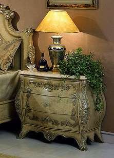Antiqued Bisque Bombay Nightstand Bedside Table  