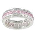 Sterling Silver Pink and White Cubic Zirconia Eternity Band