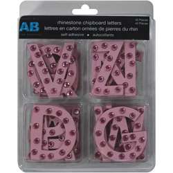 Rhinestone Chipboard Pink Letter Stickers  