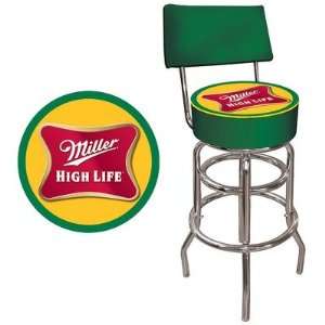    Miller High Life Padded Bar Stool with Back: Furniture & Decor