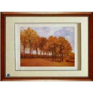 Framed Chinese Silk Embroidery: Autumn Landscape 18.5x22.5  