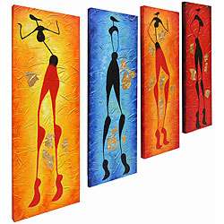 Hand painted Abstract Human Oil Paintings (Set of 4)  Overstock