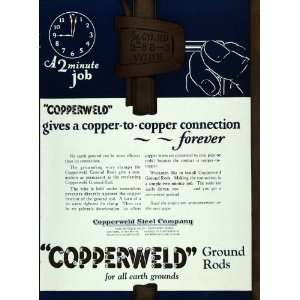 1928 Ad Copperweld Steel Co. Ground Rods Stock US Map   Original Print 