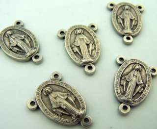 Silver P Medal Miraculous Mary Rosary Center Lot Of 5  