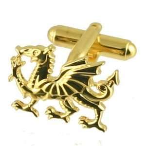  APS736   Welsh Dragon Cufflinks  Gold Plated   nickel free 