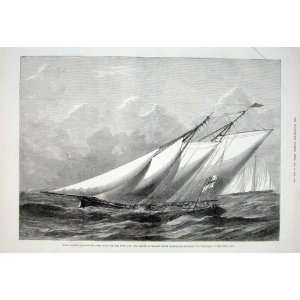  Yacht Hildegarde Rounding Flag Boat1876 Race