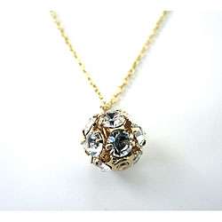 KWJ 14k Gold Crystal Jewel Ball Necklace  