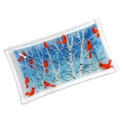   Karr Glass 10 inch Winter Cardinal Rectangular Tray  Overstock