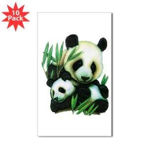  Sticker (Rectangle) (10 Pack) Panda Bear And Cub 