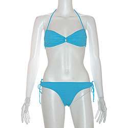   by Lucenti Swimwear Womens Turquoise Bandeau Bikini  Overstock