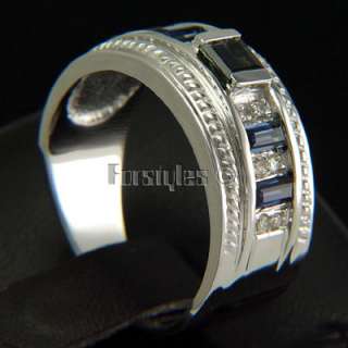 New Sapphires Diamonds 14K Solid Gold Mens Ring r00226  