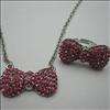   jewelry Hello kitty Crystal bow jewelry necklace ring set gift  