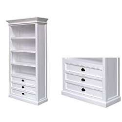 Distressed White Mahagony Wood 4 shelf Bookcase  