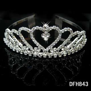 Wedding Bridal Bridesmaid Flower Girls crystal veil tiara crown 