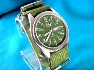 MENS AK Homme LARGE MILITARY STYLE 24HR WATCH G 10 BAND  