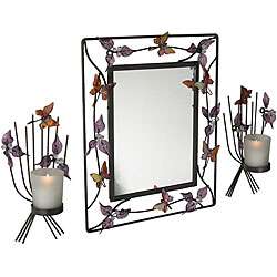 Leaf and Butterfly Wall Sconces and Mirror Set  Overstock