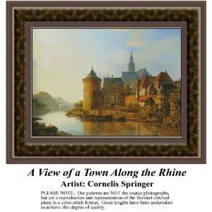  A View of a Town Along the Rhine, Cross Stitch Pattern PDF 