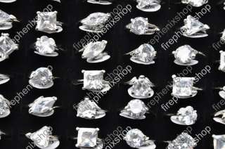 wholesale jewelry lots bulk resale 50 cz silver P rings  