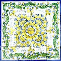 Bazdeh Design 16 tile Ceramic Mosaic Medallion  Overstock