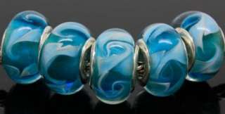 5pcs silver plated Glass Beads Fit Bracelet Charm RZ635  