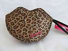 New Womens/Girls Betsey Johnson Brown Cheetah Lips Wristlet Bag/Purse
