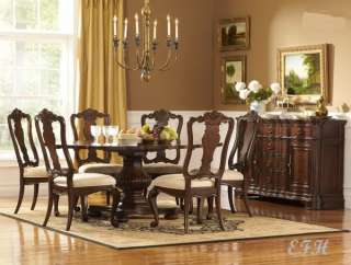 NEW 7PC PERRY HALL BROWN CHERRY WOOD DINING TABLE SET  