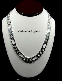 MENS FIGARO CHAIN STERLING SILVER FINISH 30 & 12MM  