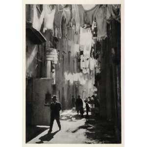  1937 Laundry Narrow Street Naples Napoli Italy Print 