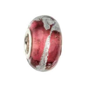 IMPPAC rose Silverline Murano Style Glass Bead, 925 Sterling Silver 