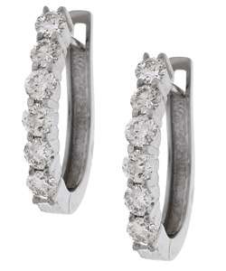   White Gold 1 1/2ct TDW Diamond Hoop Earrings ( J, I1 )  Overstock
