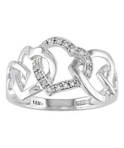 14k Gold .07ct TDW Diamond Interlocking Hearts Ring  Overstock