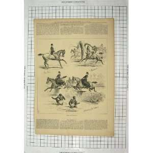   1879 Indian Paper Chase Horses Jumping Natives Print