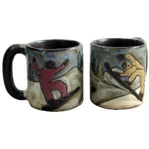   Tea Cup Collectible Dinner Mug   Snowboarders Design