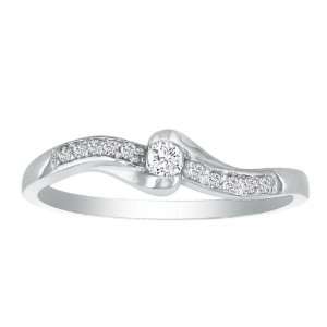    10K White Gold 11 Stone Diamond Promise Ring .09ct tw: Jewelry