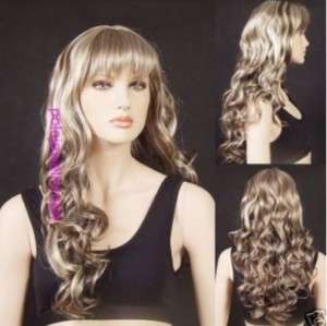 A101 NEW LONG LIGHT BROWN/BLONDE MIX CURLY WIGS  