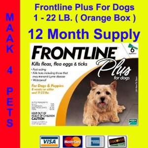  Frontline Plus Dogs 1 22 lb. 12 Pack (Orange) * Free 