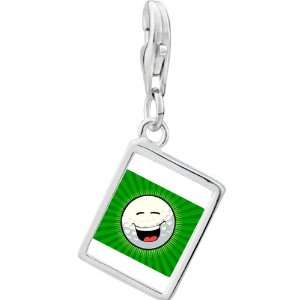  Pugster 925 Sterling Silver Laughing Face Photo Rectangle 